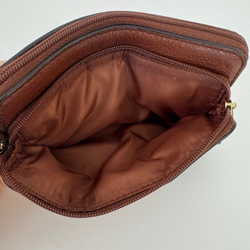 Coach Vintage Double Zipper Brown Pebble Leather Wristlet Wallet - Picture 10 of 15